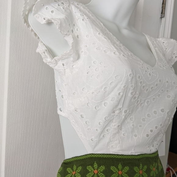 Japna embroidered see through flutter  sleeves dress white Reworked XS @z - Picture 5 of 12